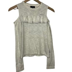 DKNY Cold Shoulder Long Sleeve Ruffle Top